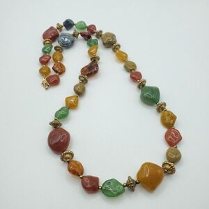 Fashion Jewelry Boho Lucite Beaded Necklace Chunky Statement Colorful Festival